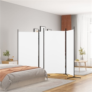 Bowery Hill Contemporary 4-Panel Room Divider in White Fabric