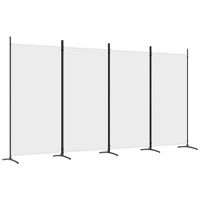 Bowery Hill Contemporary 4-Panel Room Divider in White Fabric