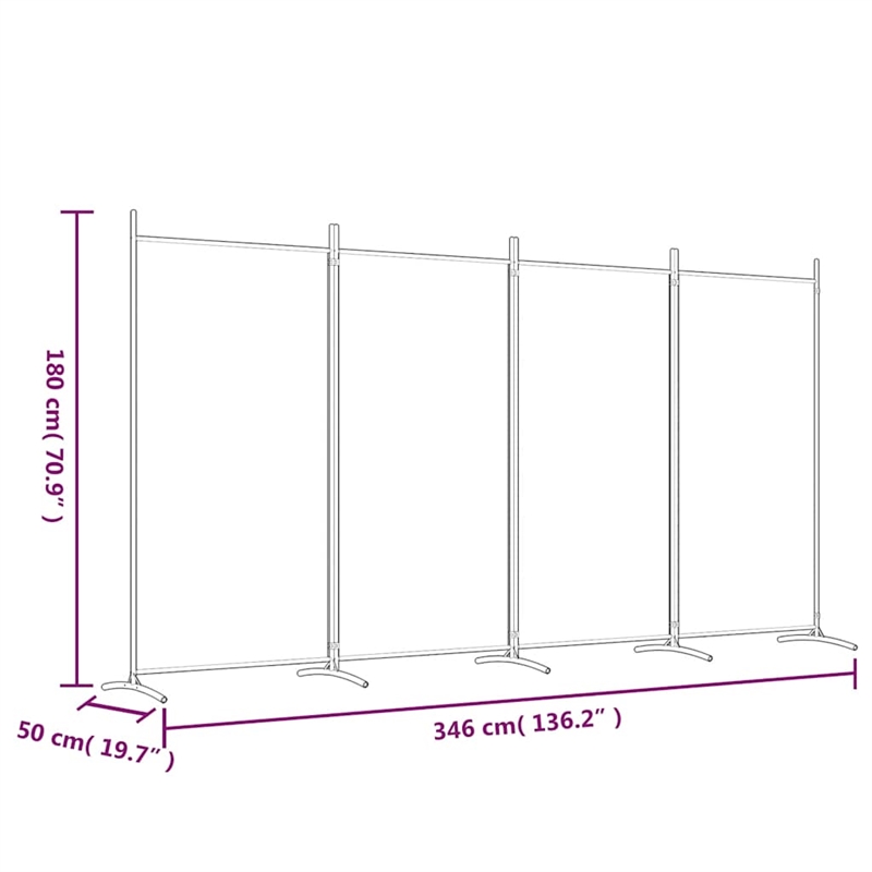 Bowery Hill Contemporary 4-Panel Room Divider in Anthracite Fabric