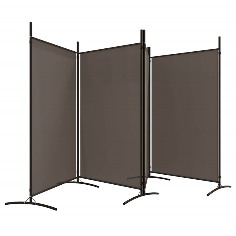 Bowery Hill Contemporary 4-Panel Room Divider in Anthracite Fabric