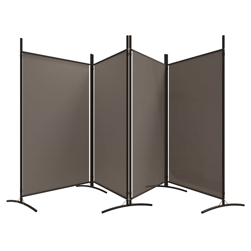 Bowery Hill Contemporary 4-Panel Room Divider in Anthracite Fabric