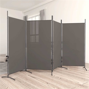 Bowery Hill Contemporary 4-Panel Room Divider in Anthracite Fabric