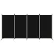 Bowery Hill Contemporary 4-Panel Room Divider in Black Fabric