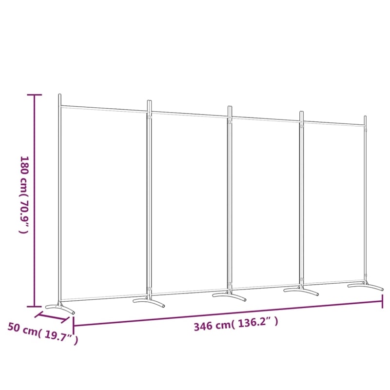 Bowery Hill Contemporary 4-Panel Room Divider in Black Fabric