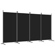 Bowery Hill Contemporary 4-Panel Room Divider in Black Fabric