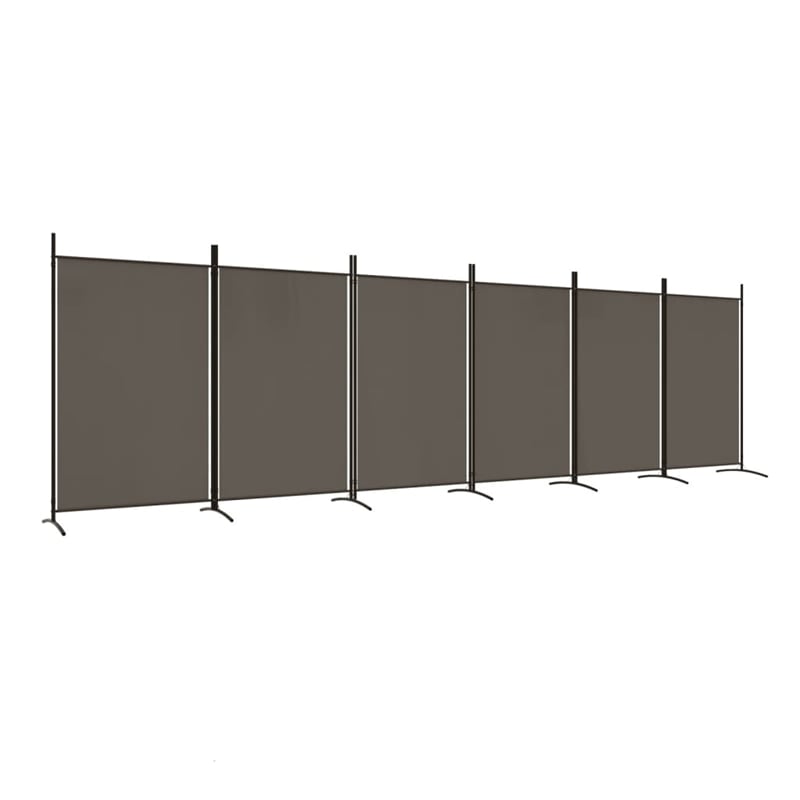 Bowery Hill Contemporary 6-Panel Room Divider in Anthracite Fabric