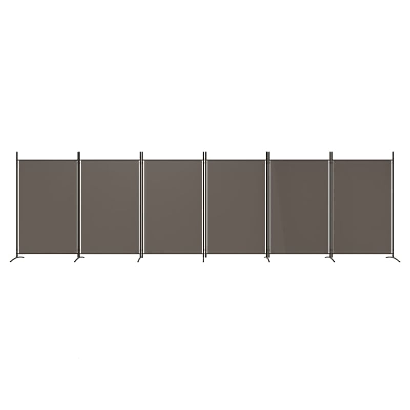 Bowery Hill Contemporary 6-Panel Room Divider in Anthracite Fabric