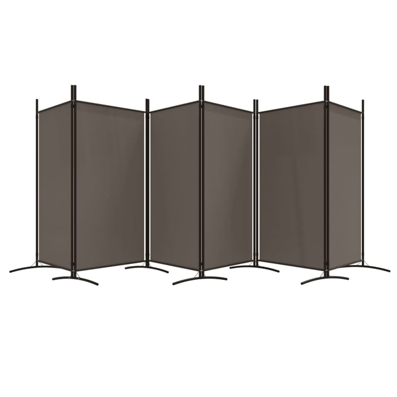 Bowery Hill Contemporary 6-Panel Room Divider in Anthracite Fabric
