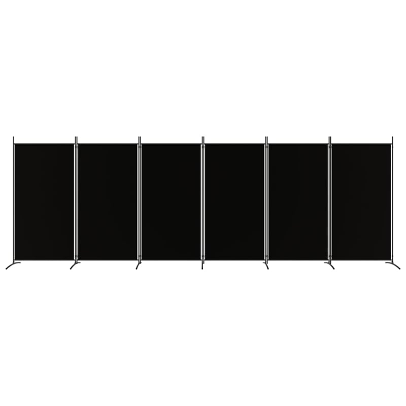 Bowery Hill Contemporary 6-Panel Room Divider in Black Fabric