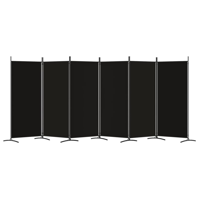 Bowery Hill Contemporary 6-Panel Room Divider in Black Fabric