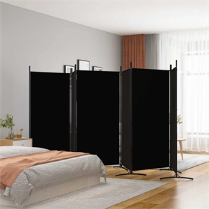 Bowery Hill Contemporary 6-Panel Room Divider in Black Fabric
