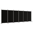 Bowery Hill Contemporary 6-Panel Room Divider in Black Fabric