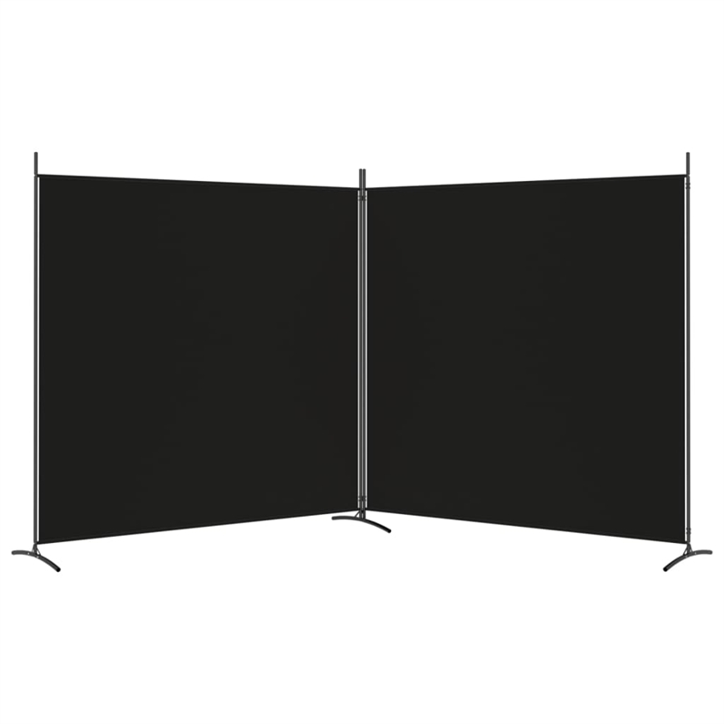 Bowery Hill Contemporary 2-Panel Room Divider in Black Fabric