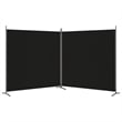 Bowery Hill Contemporary 2-Panel Room Divider in Black Fabric