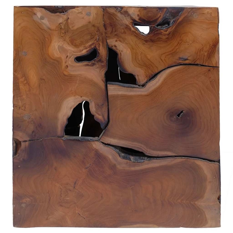 Bowery Hill Contemporary Medium Hardwood Wooden Stool End Table in Brown