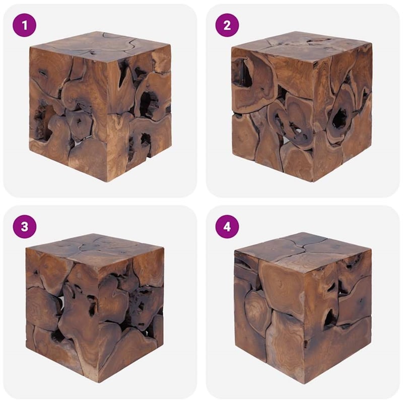 Bowery Hill Contemporary Medium Hardwood Wooden Stool End Table in Brown