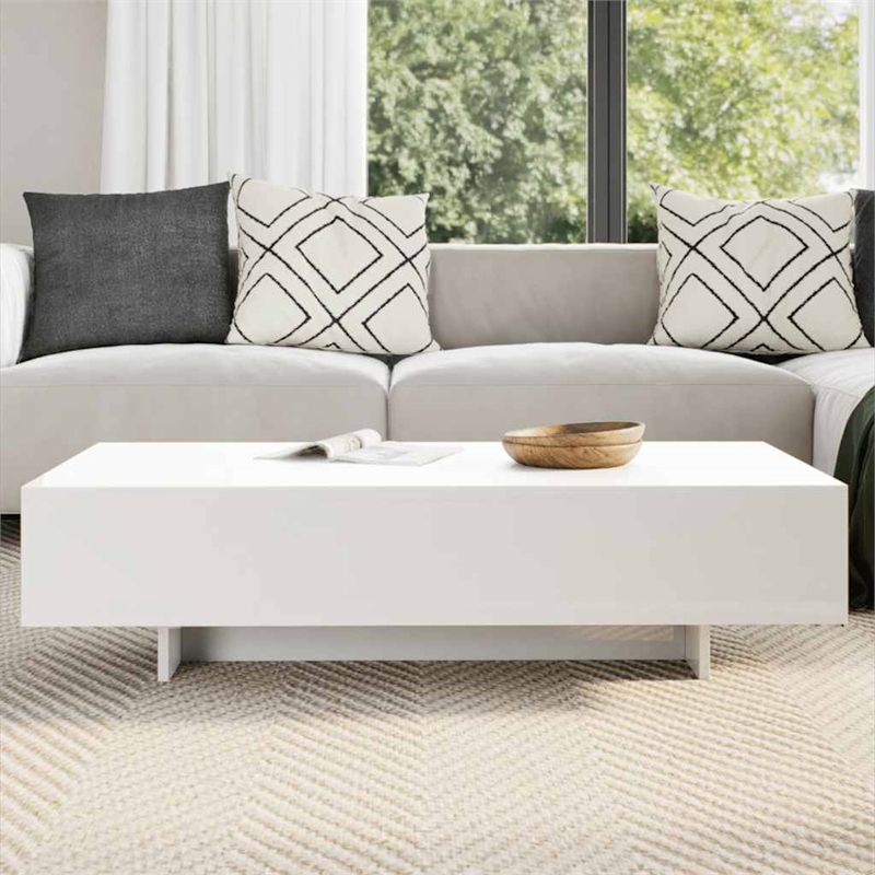 Bowery Hill MDF with High Gloss Finish Coffee Table in White