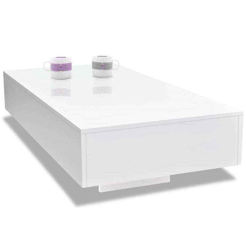 Bowery Hill MDF with High Gloss Finish Coffee Table in White