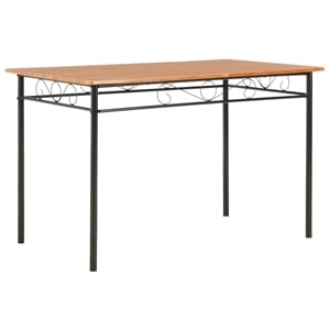 Bowery Hill MDF top and Steel Frame Sturdy Dining Table in Brown and Black