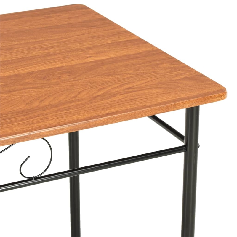 Bowery Hill MDF top and Steel Frame Sturdy Dining Table in Brown and Black
