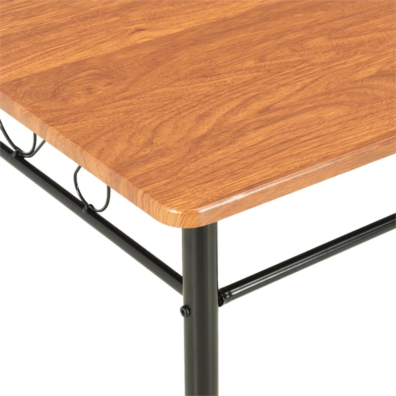 Bowery Hill MDF top and Steel Frame Sturdy Dining Table in Brown and Black