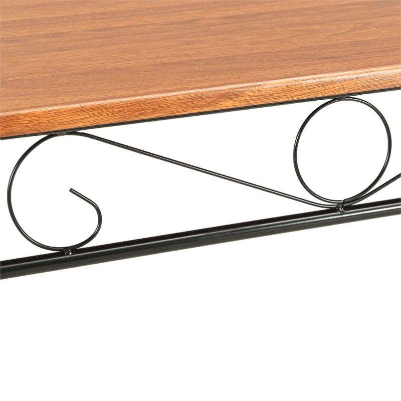 Bowery Hill MDF top and Steel Frame Sturdy Dining Table in Brown and Black