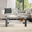 Bowery Hill Melamine Coffee Table in Black and Transparent Tempered Glass
