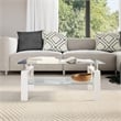 Bowery Hill Melamine Coffee Table in White and Transparent Tempered Glass