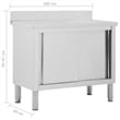 Bowery Hill Stainless Steel Work Table with Sliding Doors in White