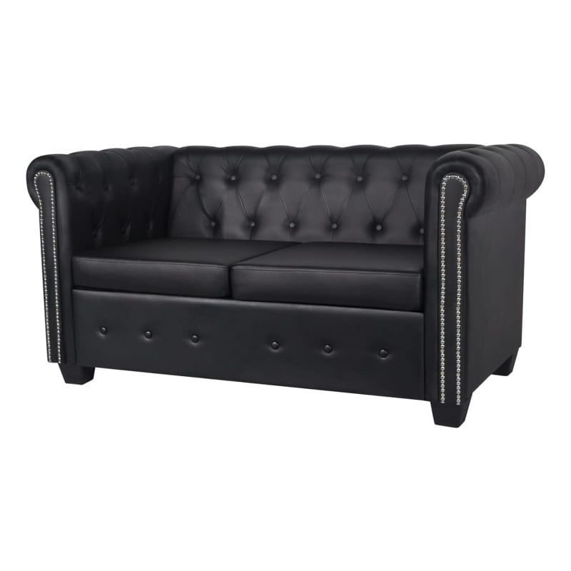 Bowery Hill Contemporary 2-Seater Sofa in Black Faux Leather