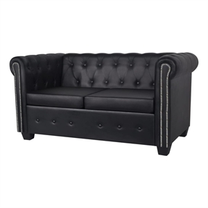 Bowery Hill Contemporary 2-Seater Sofa in Black Faux Leather