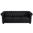 Bowery Hill Contemporary 3-Seater Sofa in Black Artificial Leather