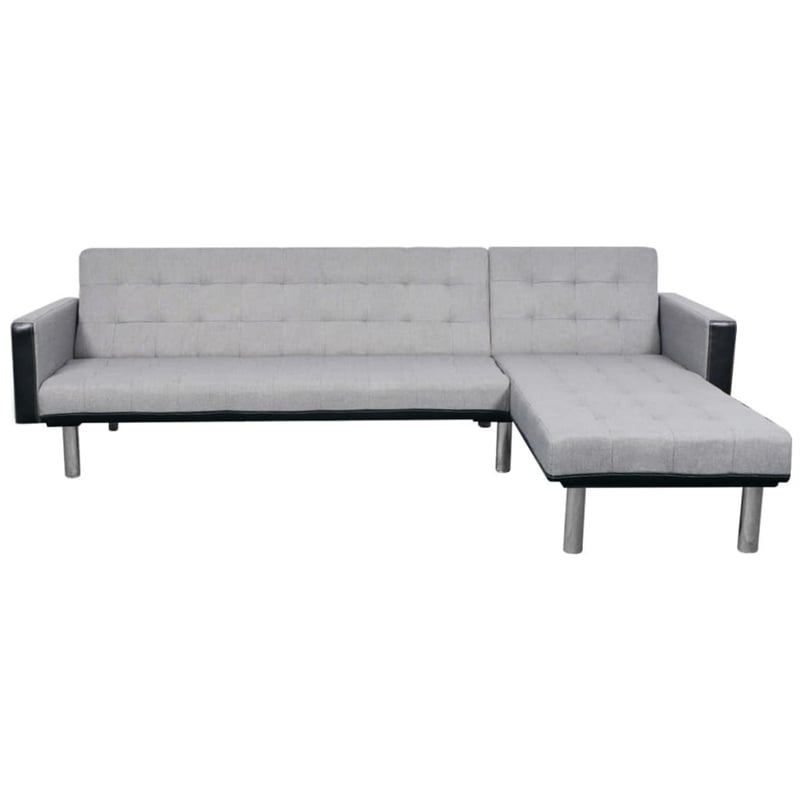 Bowery Hill Wooden Frame Sofa in Black And Grey Polyester Fabric