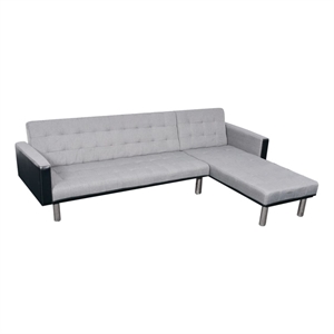 Bowery Hill Wooden Frame Sofa in Black And Grey Polyester Fabric