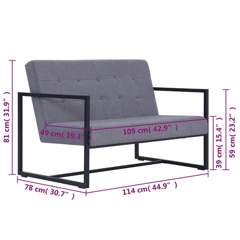 Bowery Hill Contemporary 2-Seater Fabric Loveseat in Light Grey