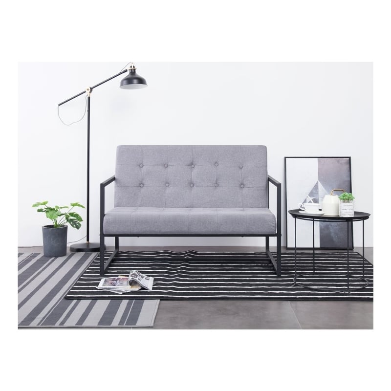 Bowery Hill Contemporary 2-Seater Fabric Loveseat in Light Grey