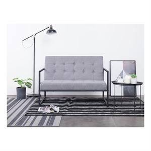 Bowery Hill Contemporary 2-Seater Fabric Loveseat in Light Grey