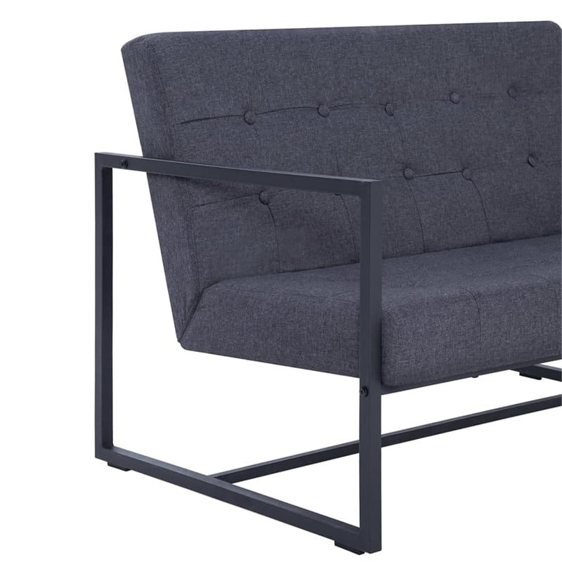 Bowery Hill Steel 2-Seater Sofa in Dark Gray Polyester Fabric