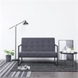 Bowery Hill Steel 2-Seater Sofa in Dark Gray Polyester Fabric