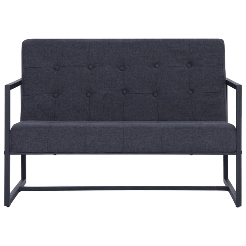 Bowery Hill Steel 2-Seater Sofa in Dark Gray Polyester Fabric