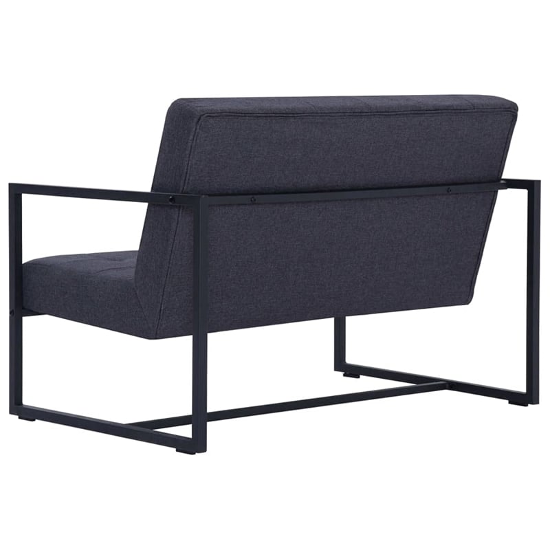 Bowery Hill Steel 2-Seater Sofa in Dark Gray Polyester Fabric