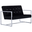 Bowery Hill Contemporary Standard Durable Loveseat in Black Velvet