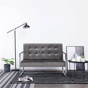 Bowery Hill Contemporary 2-Seater Loveseat in Dark Grey Polyester