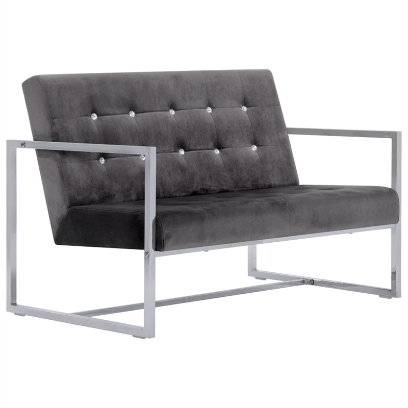Bowery Hill Contemporary 2-Seater Loveseat in Dark Grey Polyester