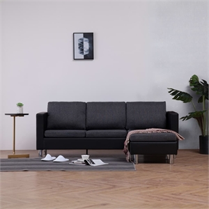 Bowery Hill Contemporary Sofa in Black And Dark Gray Cushions