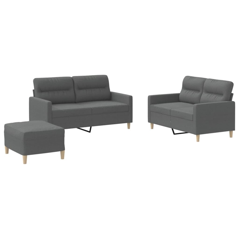 Bowery Hill Contemporary Metal Sofa Set in Dark Grey Polyester Fabric