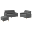 Bowery Hill Contemporary Metal Sofa Set in Dark Grey Polyester Fabric