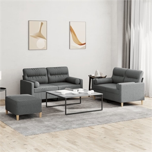 Bowery Hill Large Metal Sofa Set in Dark Grey Polyester Fabric