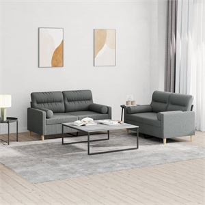 Bowery Hill Contemporary Metal Sofa Set in Dark Grey Polyester Fabric