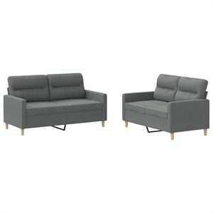 Bowery Hill Contemporary Metal Sofa Set in Dark Grey Polyester Fabric